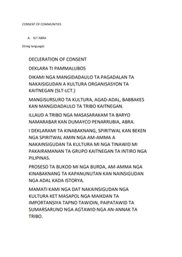 Decleration of Consent Deklara Ti Pammalubos