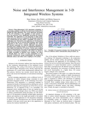 Noise and Interference Management in 3-D Integrated Wireless Systems