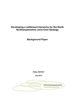 Developing a Settlement Hierarchy for the North Northamptonshire Joint Core Strategy