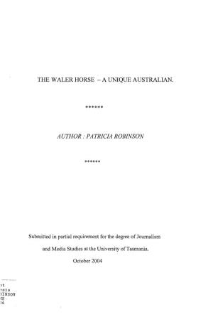 The Waler Horse -A Unique Australian