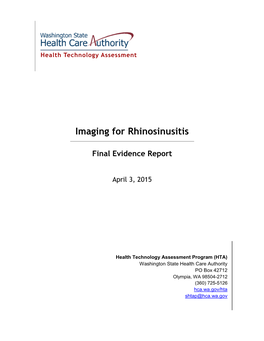 Imaging for Rhinosinusitis