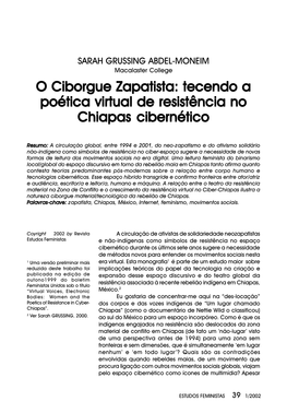O Ciborgue Zapatista: Tecendo a Poética Virtual De Resistência No Chiapas Cibernético