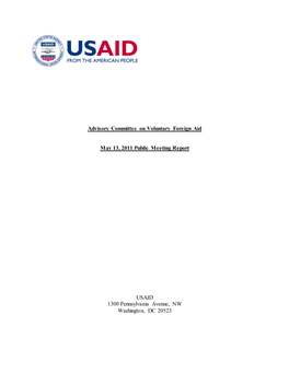 Advisory Committee on Voluntary Foreign Aid May 13, 2011 Public