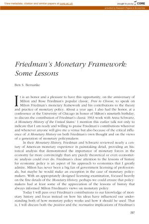 Friedman's Monetary Framework