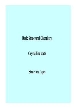 Basic Structural Chemistry Crystalline State Structure Types