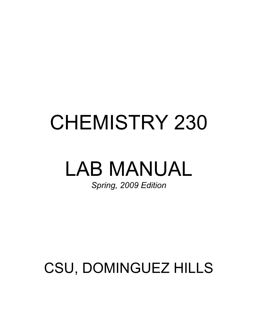Chemistry 230 Lab Manual