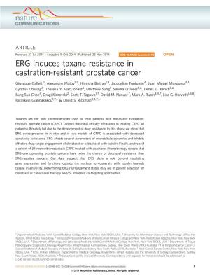 ERG Induces Taxane Resistance in Castration-Resistant Prostate Cancer