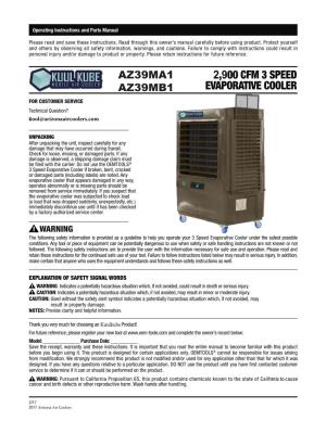 2,900 Cfm 3 Speed Evaporative Cooler