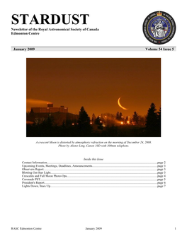 STARDUST Newsletter of the Royal Astronomical Society of Canada Edmonton Centre