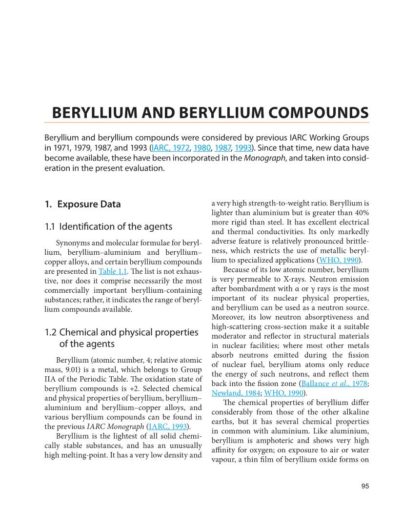Beryllium and Beryllium Compounds