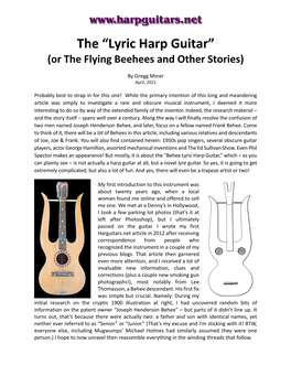 The Behee Lyric Harp Guitar Rides Again (Or “Behee, You’Re Not in Kansas Anymore”)