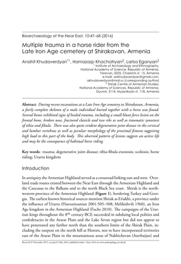 Multiple Trauma in a Horse Rider from the Late Iron Age Cemetery at Shirakavan, Armenia