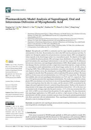 Pharmacokinetic Model Analysis of Supralingual, Oral and Intravenous Deliveries of Mycophenolic Acid