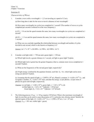 Chem 1A Chapter 7 Exercises