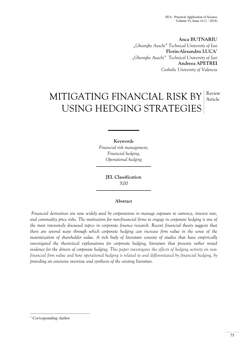 Mitigating Financial Risk by Using Hedging Strategies
