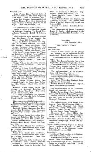 The London Gazette, 13 Novembee, 1914. 9279