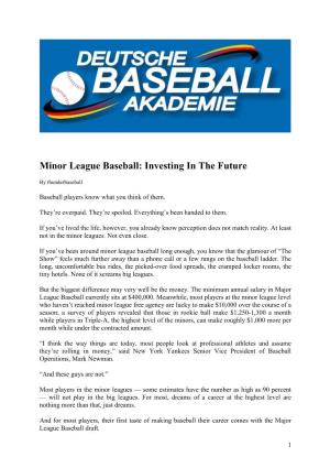Minor League Baseball: Investing in the Future