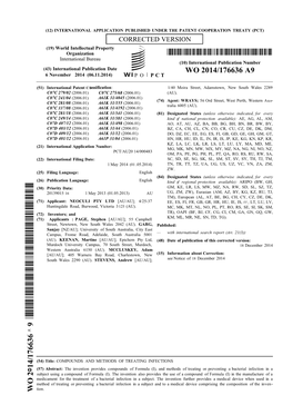 WO 2014/176636 A9 6 November 2014 (06.11.2014) P O P C T