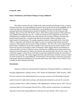 Debt, Cohabitation, and Marital Timing in Young Adulthood