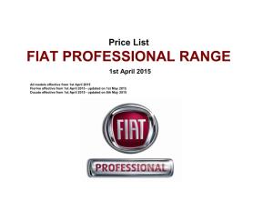 Price List FIAT PROFESSIONAL RANGE 1St April 2015