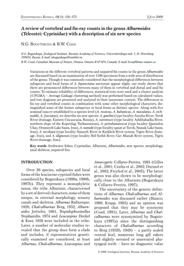 A Review of Vertebral and Fin-Ray Counts in the Genus Alburnoides (Teleostei: Cyprinidae) with a Description of Six New Species