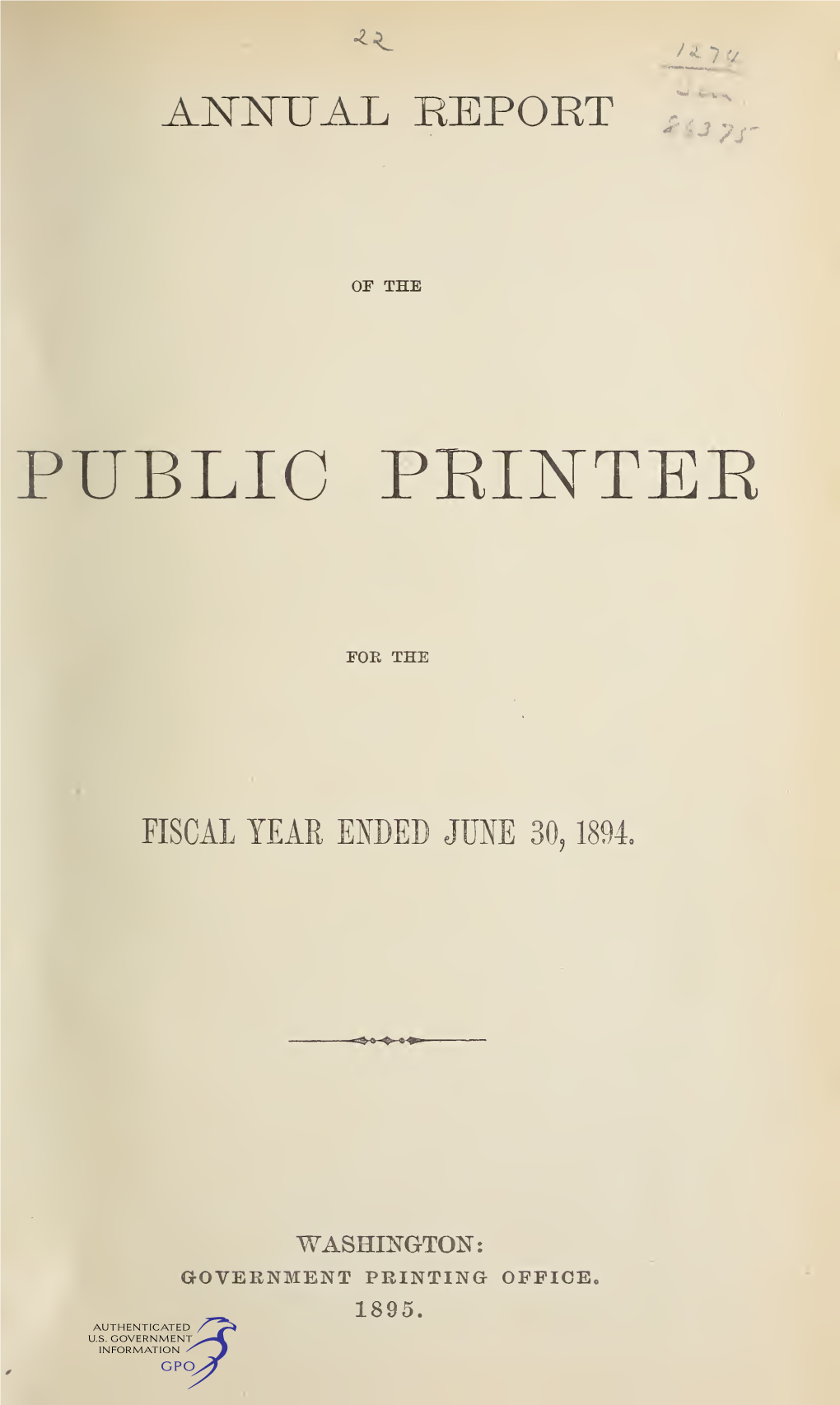 Annual Report of the Public Printer