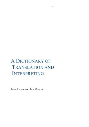 A Dictionary of Translation and Interpreting