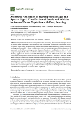 Automatic Annotation of Hyperspectral Images and Spectral Signal Classiﬁcation of People and Vehicles in Areas of Dense Vegetation with Deep Learning