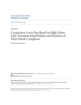 Cooperative Lewis Pairs Based on High-Valent Early Transition Metal Halides and Synthesis of Their Itrn Ide Complexes Md