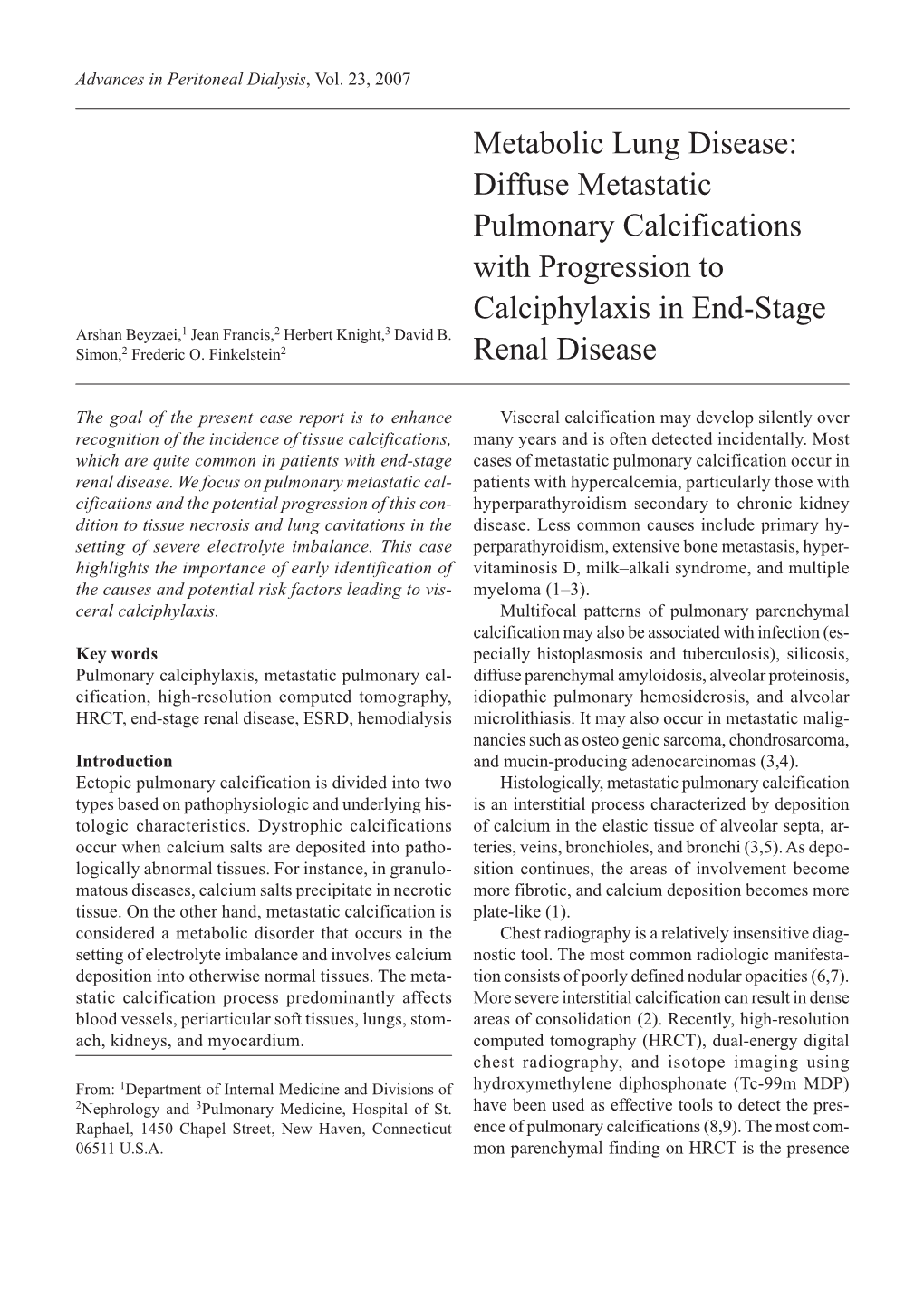 Diffuse Metastatic Pulmonary Calcifications With Progression To