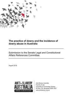 The Practice of Dowry and the Incidence of Dowry Abuse in Australia