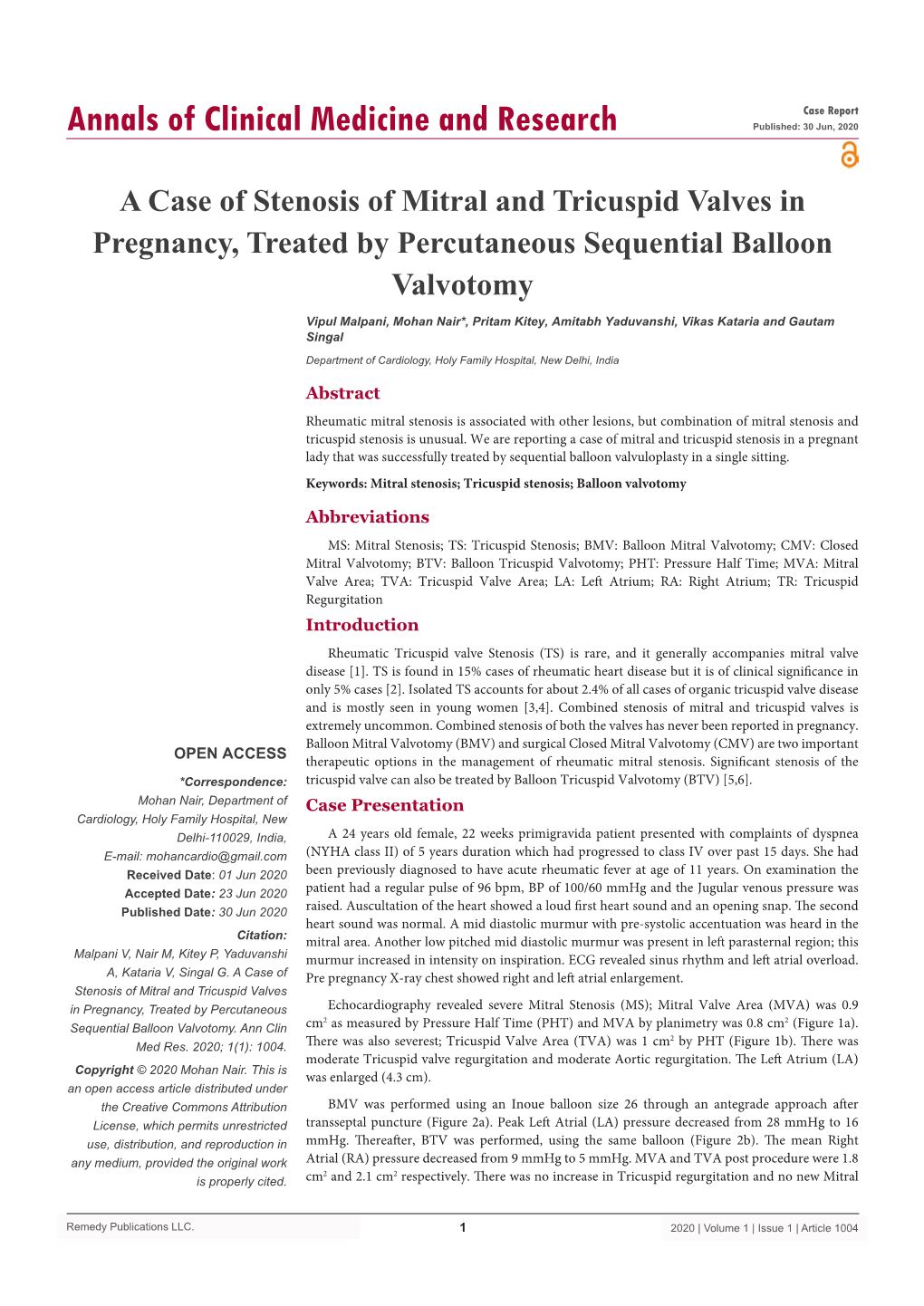 A Case of Stenosis of Mitral and Tricuspid Valves in Pregnancy, Treated by Percutaneous Sequential Balloon Valvotomy