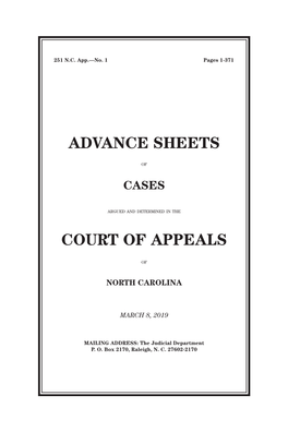 Advance Sheets Court of Appeals