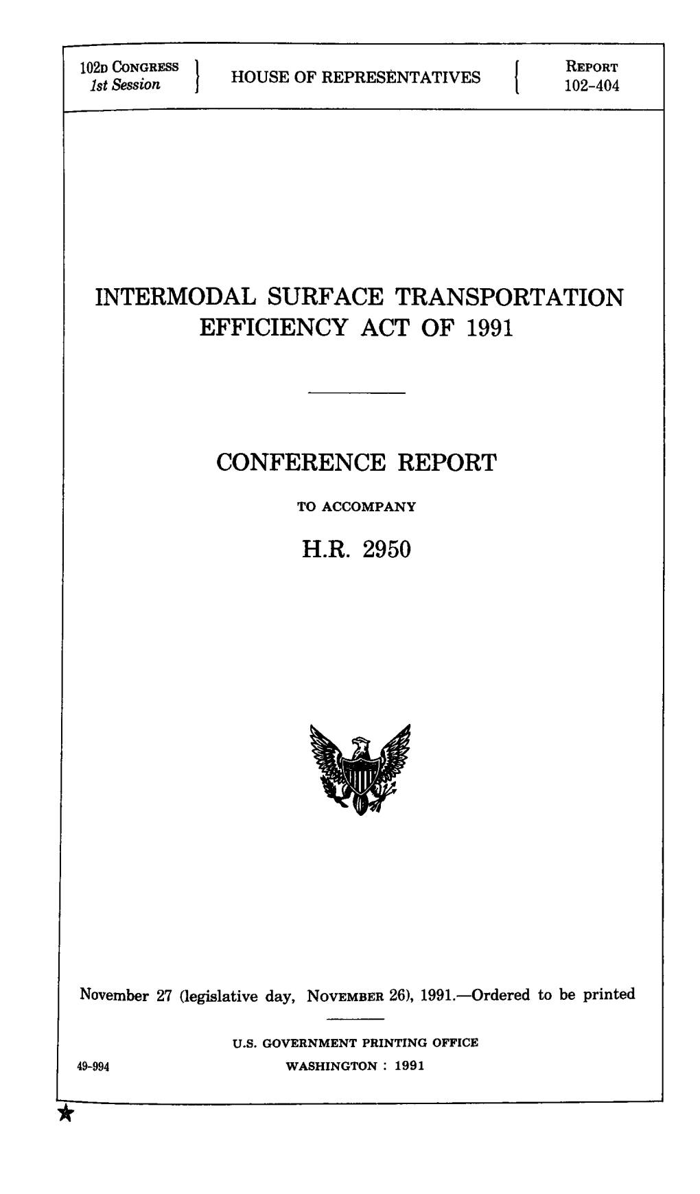 Intermodal Surface Transportation Efficiency Act of 1991