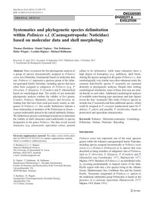 Systematics and Phylogenetic Species Delimitation Within Polinices S.L. (Caenogastropoda: Naticidae) Based on Molecular Data and Shell Morphology