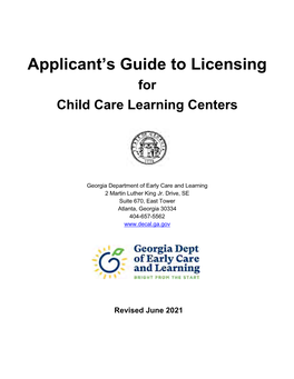 Applicant's Guide to Licensing