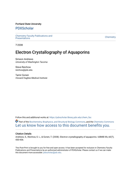 Electron Crystallography of Aquaporins