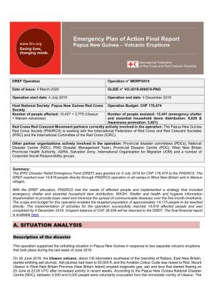 Emergency Plan of Action Final Report Papua New Guinea – Volcanic Eruptions