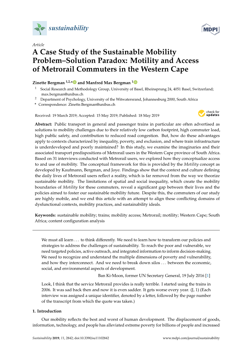 case study on sustainable mobility