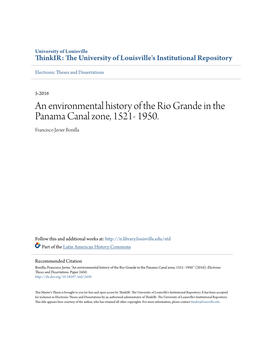 An Environmental History of the Rio Grande in the Panama Canal Zone, 1521- 1950