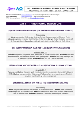 Day 6 – Third-Round Match-Ups