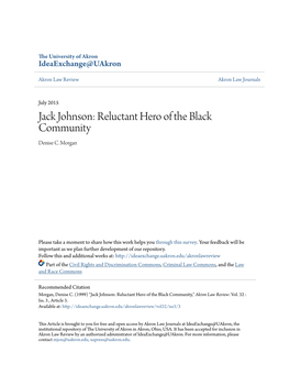 Jack Johnson: Reluctant Hero of the Black Community Denise C