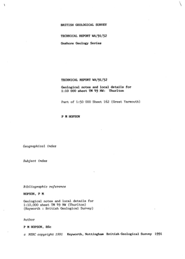 British Geological Survey Technical Report Wa/91/52