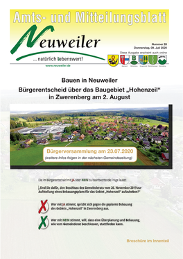 Bauen in Neuweiler Bürgerentscheid Über Das Baugebiet „Hohenzeil“ in Zwerenberg Am 2. August