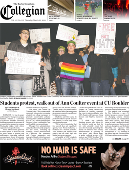 Students Protest, Walk out of Ann Coulter Event at CU Boulder by Erin Douglas & Students Walked out in Protest