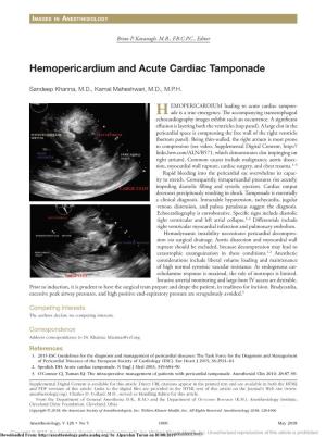Hemopericardium and Acute Cardiac Tamponade