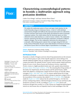 A Multivariate Approach Using Postcanine Dentition