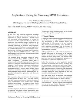 Applications Tuning for Streaming SIMD Extensions
