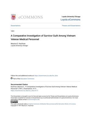 A Comparative Investigation of Survivor Guilt Among Vietnam Veteran Medical Personnel
