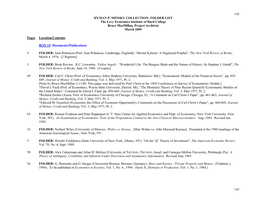 145 HYMAN P. MINSKY COLLECTION: FOLDER LIST the Levy Economics Institute of Bard College Bruce Macmillan, Project Archivist March 2009